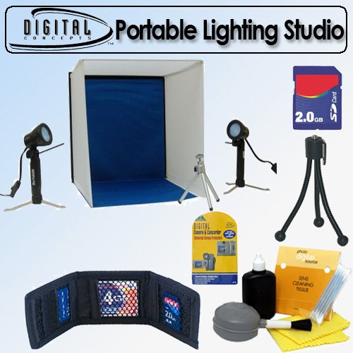 Sakar Portable Lighting Studio With Two 20-Watt Lamps + 1 GB Accessory Kit