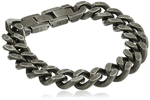 Men's Antique Finish Stainless Steel Curb Chain Bracelet, 8.25