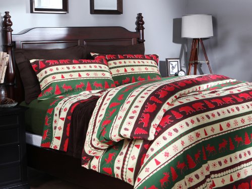 Pinzon 160-Gram Printed Flannel King Duvet Cover, Lodge