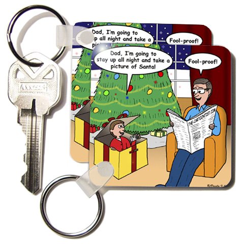 A Young Boys Efforts to See Santa on Christmas Eve - Set Of 4 Key Chains