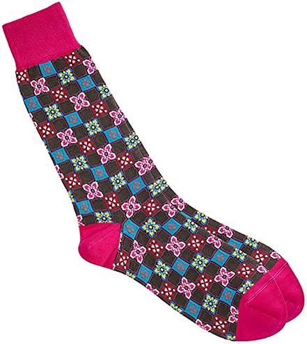 De Pio Men's Italian Sea Island Cotton Socks-Pink Floral