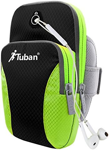 KETM Running Phone Holder Case Armband Arm Bag Strap With Zipper Pouch/ Mobile Exercise Workout For Apple iPhone 6 6S Gold Plus iPod Touch Android Samsung Galaxy S5 S6 S7 Note 4 5 LG HTC (Black-green)
