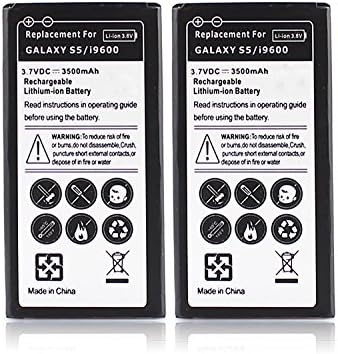 YIBOYUAN 2x 3500mAh Replacement Battery With USB Wall Charger For Samsung Galaxy S5 i9600