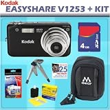 Kodak EasyShare V1253 12.1MP HD Digital Camera (Black) & 4GB Accessory Kit