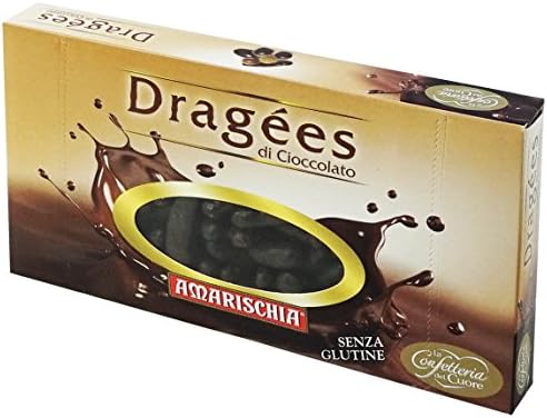 Amarischia: "Scorzette Limone" Gluten Free Lemon Peel coated with Dark Chocolate, "Dragées di Cioccolato" Line * 17.6 Ounce (500g) Package * [ Italian Import ]