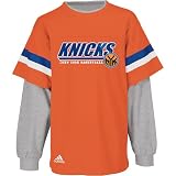 adidas New York Knicks Kids (sizes 4-7) Faux Layered Long Sleeve T-Shirt