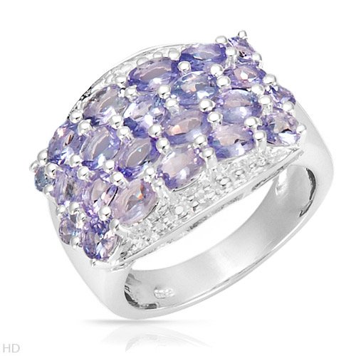 Best Sale Ring With 2.40ctw Cubic zirconia and Tanzanites 925 Sterling silver. Total item weight 6.1g