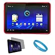 Red Durable 2 Piece Protective Rubberized Crystal Hard Case Cover for Verizon Wireless New Motorola Xoom Multi-Touch Tablet (Android 3.0 Honeycomb Platform) + Package also inclues a Anti-Glare Clear Screen Protector for the Motorola XOOM Wireless Tablet + SumacLife TM Wisdom Courage Wristband