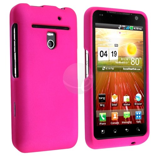 Snap-on Rubber Coated Case for LG VS910 Revolution, Hot Pink