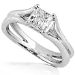 3/4ctw Princess Cut Diamond Solitaire Engagement Ring in 14Kt White Gold