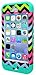 New Impact Hybrid Combo Hard Case Soft Rubber for Iphone 5 Rainbow Chevron Teal Blue Skin