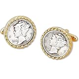 Mercury Dime by Competition gold metal cufflinks