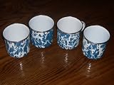 Blue And White Swirl Enamelware Graniteware Cups Mugs (Set of 4)