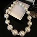 Sandistore Women Big Pearl Crystal Statement Chain Necklace