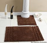 Homescapes Spa Supreme Luxury Bath Mat & Pedestal Set, Chocolate Brown, Very Heavy 1800 GSM, Super Soft Plush Cotton Rug , 50x80cm, 50x50cm, Washable at Home.