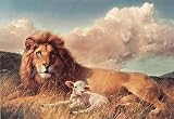 Nancy Glazier PEACE AND HARMONY Lion & Lamb Art CANVAS EDITION