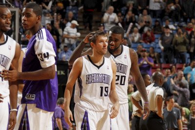New Jersey Nets v Sacramento Kings: Donte Greene and Beno Udrih Photographic Poster Print by Don Smith, 24x36