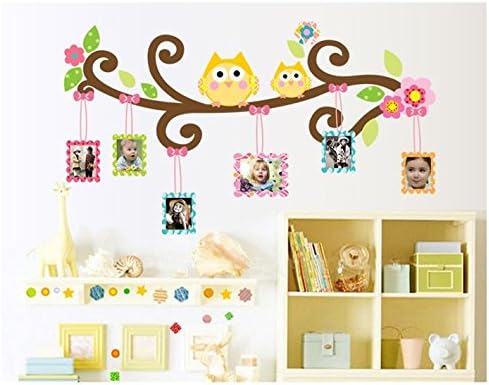 Colorful Owls Photo Frame Removable Wall stickers Decor Decal Sticker for Kids Rooms (Owls Photo Frame)