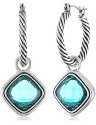 Napier Silver-Tone Blue Hoop Earrings