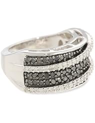 Sterling Silver 1.0 cttw Black and White Diamond Ring