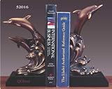 Bronze Plated Resin Sculptures Dolphin Bookends Statue 9 W X 9.5 H NEW