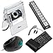 GTMax Black 8MP USB Webcam with 3 LED Light/Clear Clip + Black USB Handheld Trackball Finger Mouse + Black USB/PS2 Flexible Silicone Keyboard + Black 10 Port High Speed USB Hub