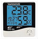 多機能 LED デジタル サーモ計 湿度計 温度計 時計 アラーム 室内 室外 日付 カレンダー (03： HTC-8A)