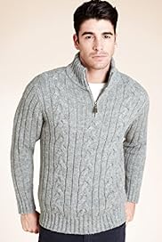 2 Longer Funnel Neck Cable Knit Jumper with Wool