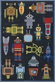 Momeni Lil Mo Whimsy Steel Blue Robots Kids 2' x 3' Rug LMJ-1