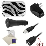 GTMax 5 IN 1 Charger Zebra Case Cable LCD Protector Accessory Bundle Kit for Flip Mino Ultra HD Digtital Camcorder