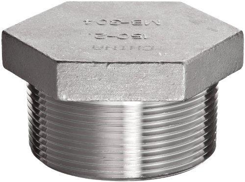 Stainless Steel 304 Cast Pipe Fitting, Hex Head Plug, Class 150, 1