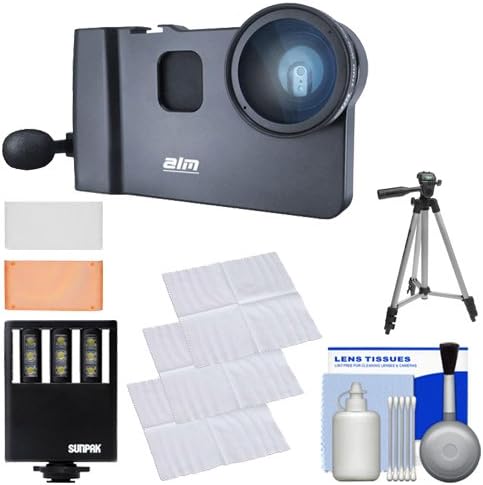 ALM mCAMLITE Stabilizer Mount with Video Lens &amp; Mic for iPhone 6 Plus/6S Plus with LED Video Light + Tripod + Accessory Kit
