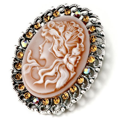 November Birthstone Brown Beauty Cameo Brooches And Pins Vintage
