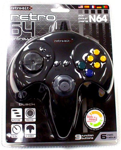 N64 Retro Bit Controller Solid Black