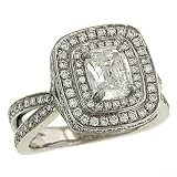 Cushion Cut (1.00cttw) and Pave Diamond (.70cttw) Ring