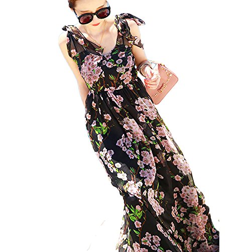 (ディーコッテ)D'Kotte レディース 春 夏 ワンピース ドレス ロング マキシ ノースリーブ Vネック 花柄 neaa242