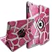 FINTIE ® Giraffe Pattern 360 Degrees Rotating Stand Smart Cover PU Leather Case for Apple iPad 2 2nd Generation (Wake/sleep Function) - Hot Pink