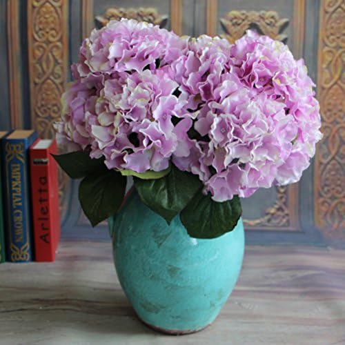 Lot of 6 pcs Mallorca Large Hydrangea Fake Artificial Flower Garden Home Office Decor (Light Purple)