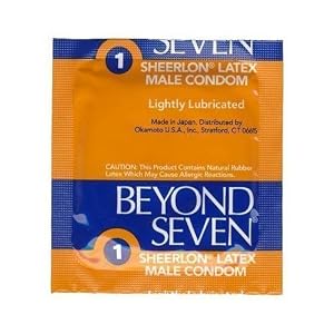 100 Beyond Seven Sheerlon Natural Rubber Latex Condoms, Extra Thin and Sensitive, Lightly Lubricated by CondomMan