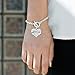 Inspired Silver - Middle Sis - Silver Toggle Bracelet for Women - Pave Heart Charm Bracelet Jewelry Gift with Cubic Zirconia - Women's Charm Bracelet with Sturdy Toggle Clasp