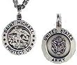 St. Michael US Army Medal,Pewter,24", endless, stainless steel chain