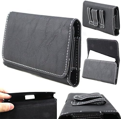 SOGA® Horizontal PU Leather Pouch Case Cover Holster Belt Clip for Samsung Galaxy Grand 2 - Black