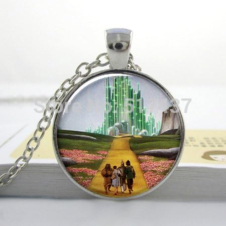 Pretty Lee Christmas Gift Yellow Brick Road Oz Art Pendant Necklace Wizard Of Oz Resin Necklace Oz Jewelry Glass Photo Pendant Necklace