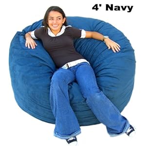 4-feet Navy Cozy Sac Bean Bag Chair Love Seat