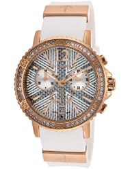 Womens Chronograph Rose-Tone Steel Case White Rubber