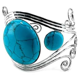Faux Turquoise Round Cuff Bracelet