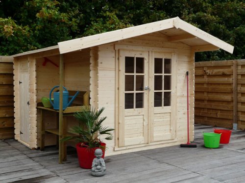 Abri de jardin en bois avec remise Aachen 6,46m²