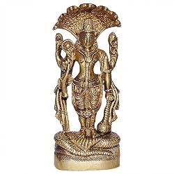 Worship Statue Lord Vishnu Brass Figurines 5.75 x 2.5 x 1.75 inches