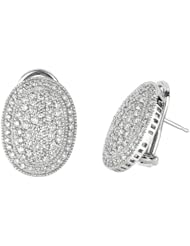 2.06 Carat Diamond Oval Shape Cluster Clip Earrings 14K White Gold