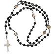 Black Faux Pearl Rosary with Religious Icon Images